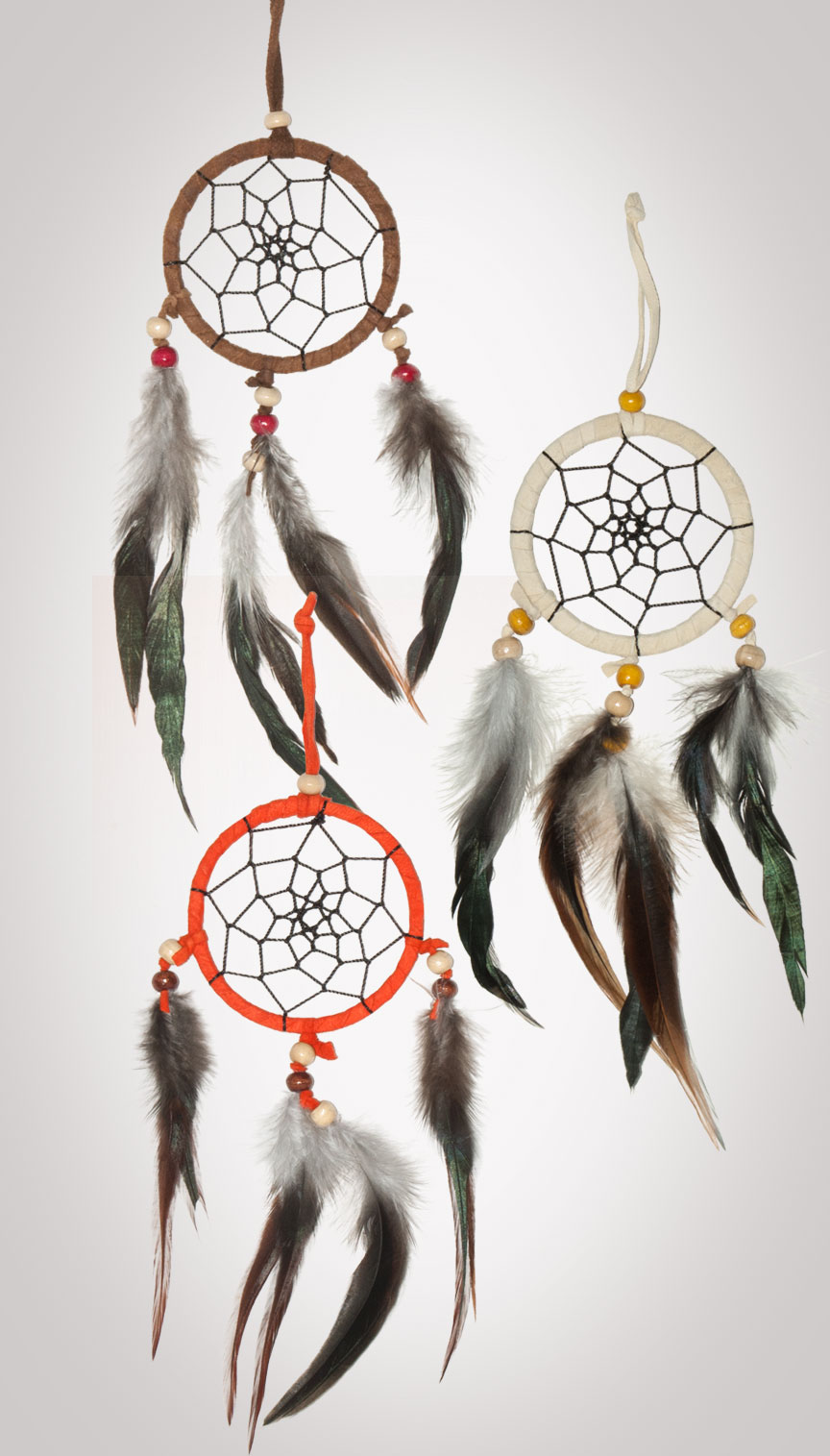 Shows the 3 dreamcatchers in our warm colors dreamcatcher set owg014