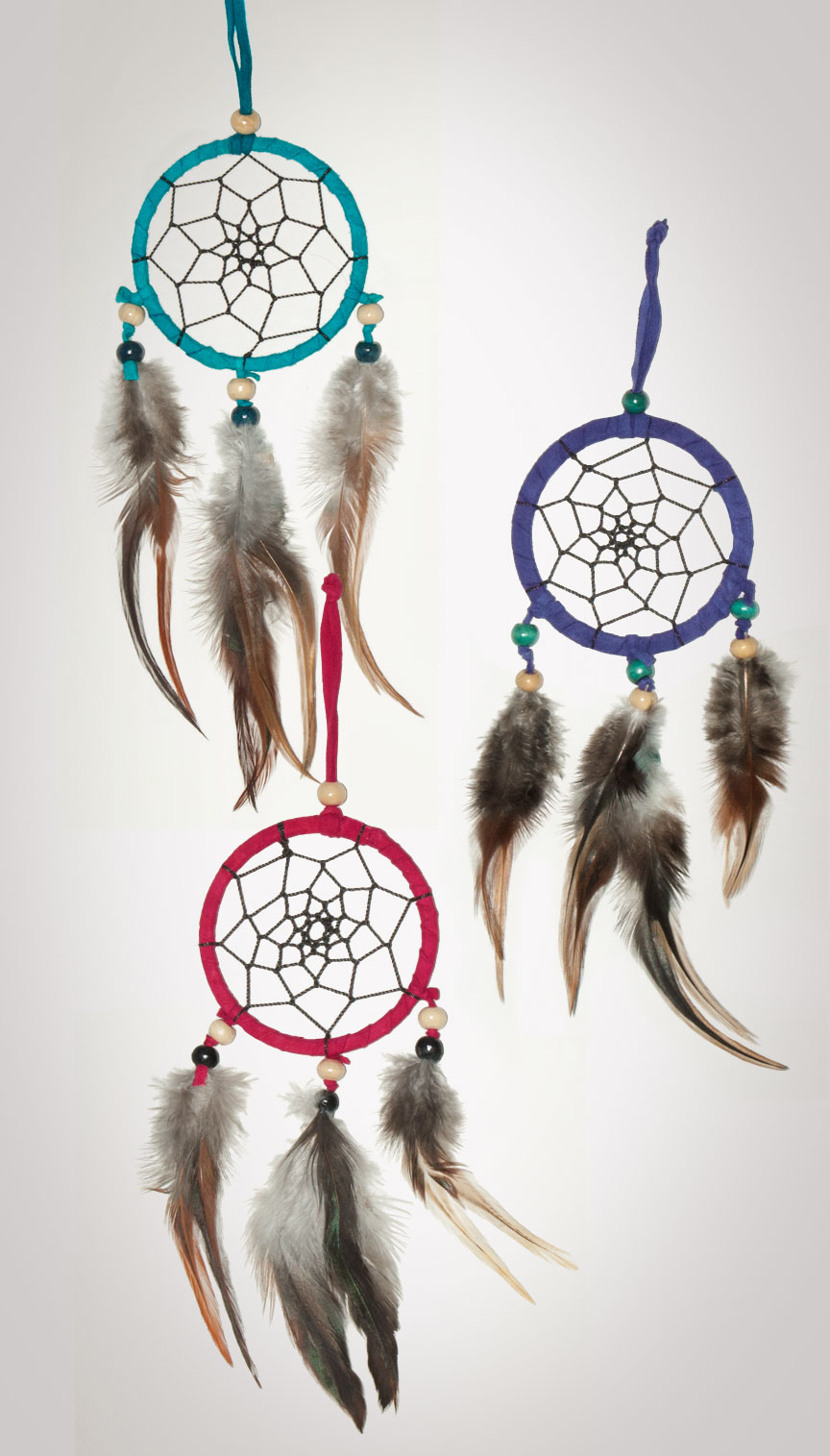 Shows the 3 dreamcatchers from our cool colors dreamcatcher set owg015